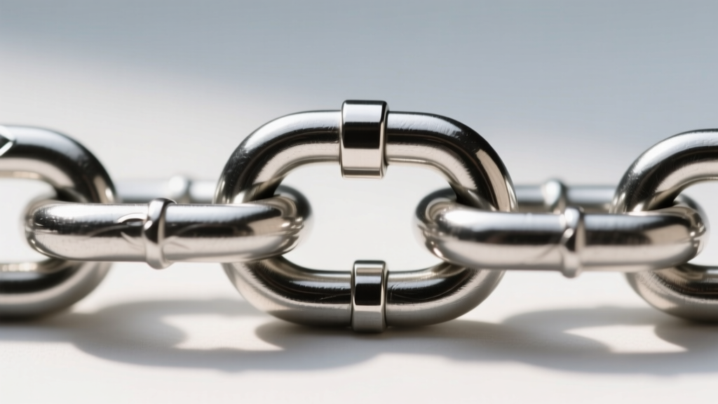 Macro shot of a 2mm stainless steel curb chain link structure, highlighting a secure lobster clasp and polished metal finish