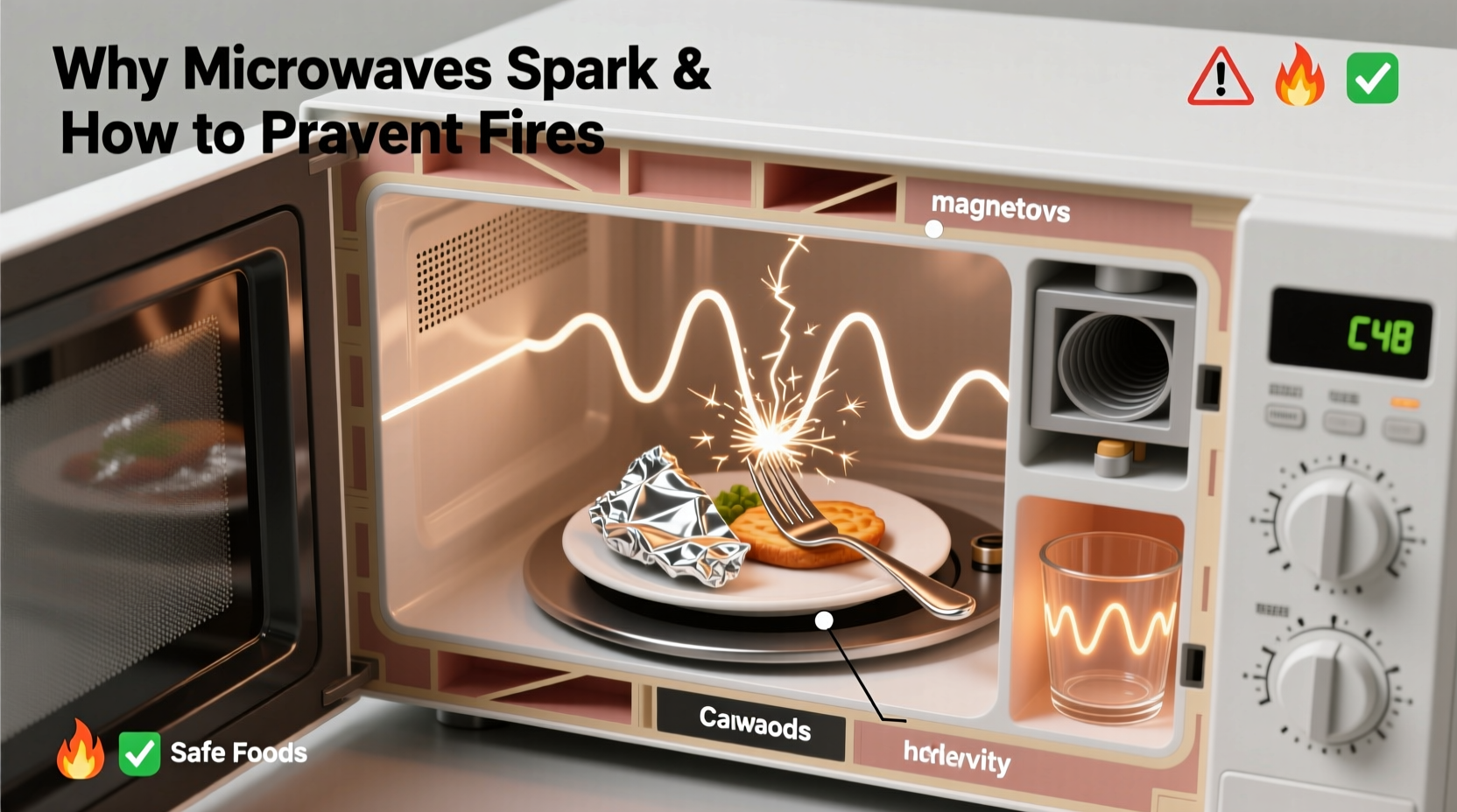 why does my microwave spark when heating certain foods and how to prevent fire risk