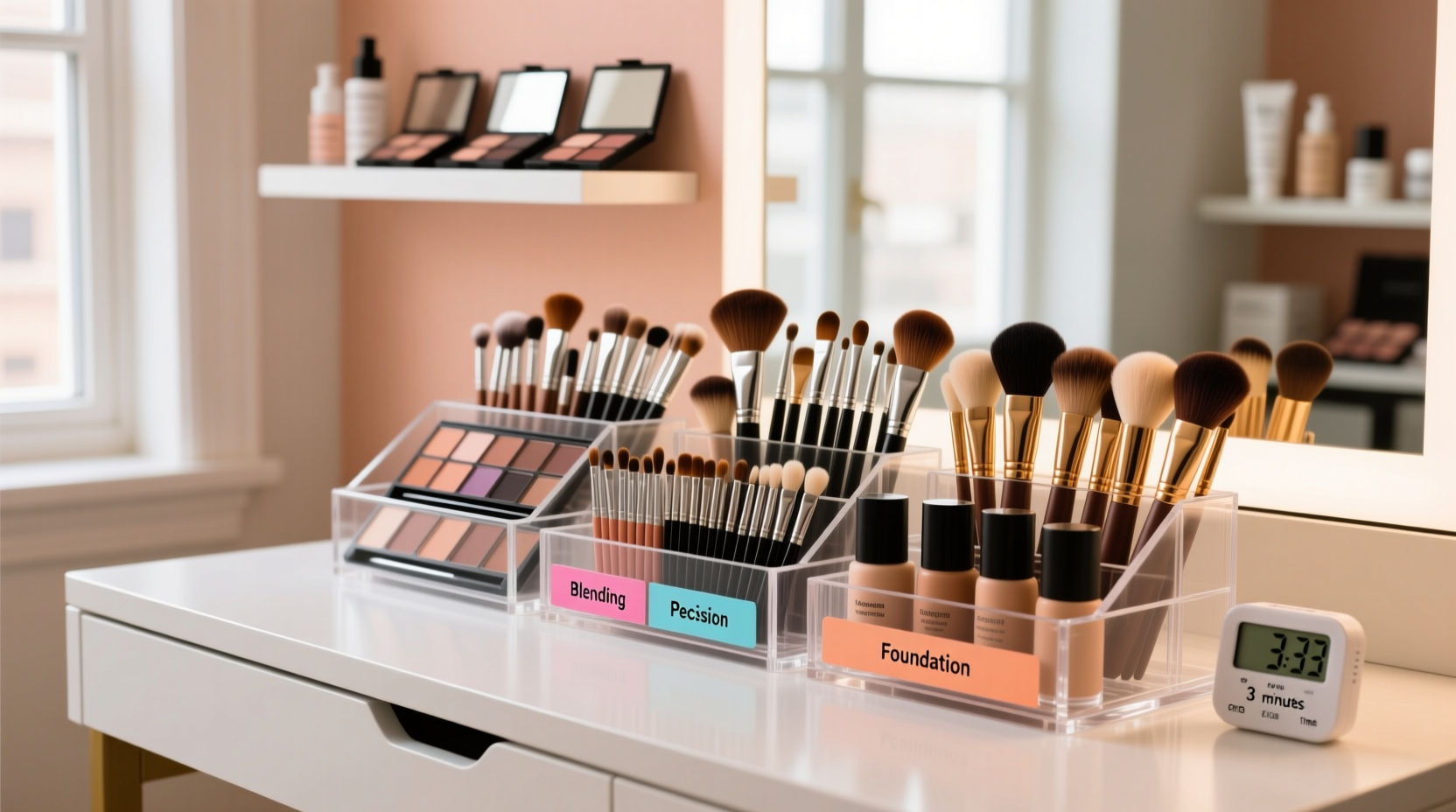 how to organize makeup brushes by type for faster morning routine