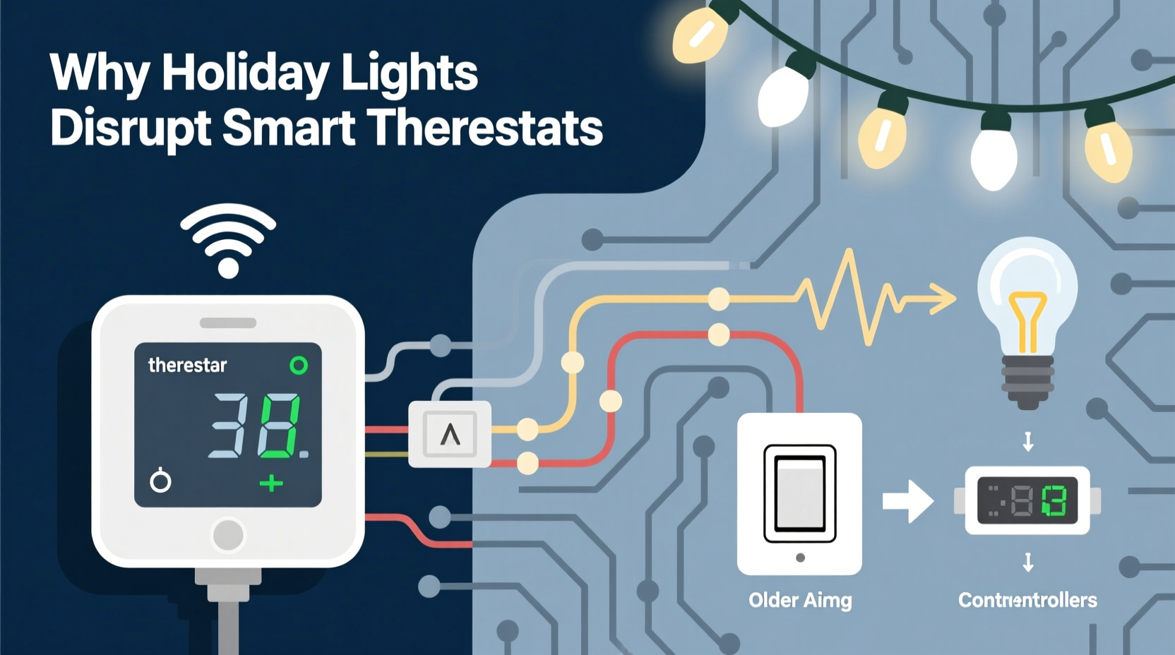 why does my smart thermostat act up when christmas lights cycle on