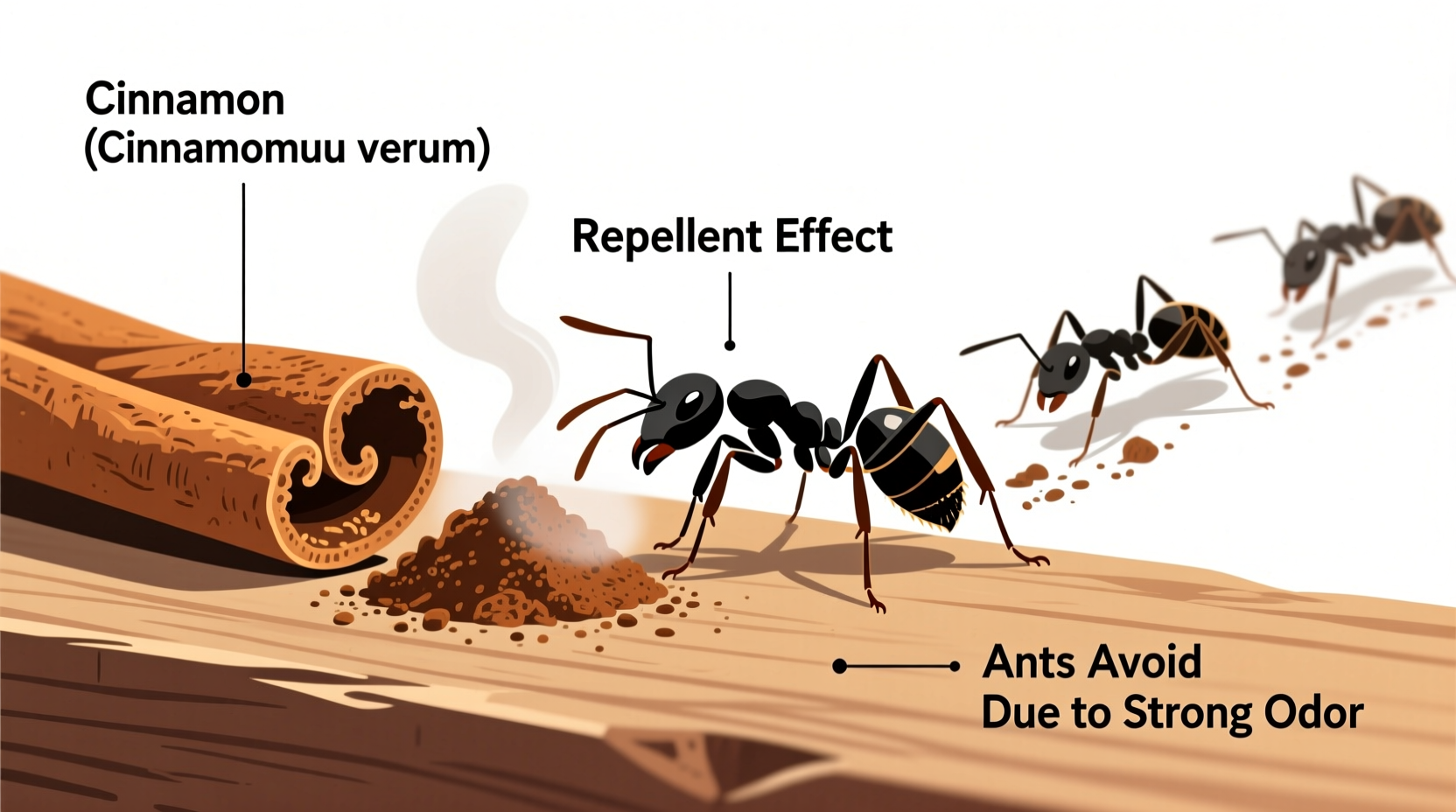 Zimtpulver auf Ameisenpfad gestreut