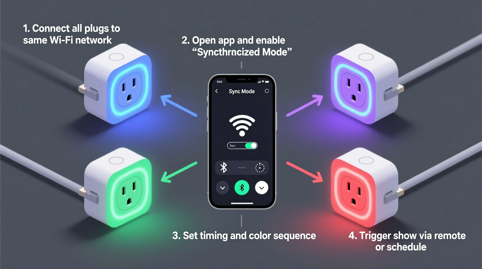 how to create a synchronized light show using multiple smart plugs