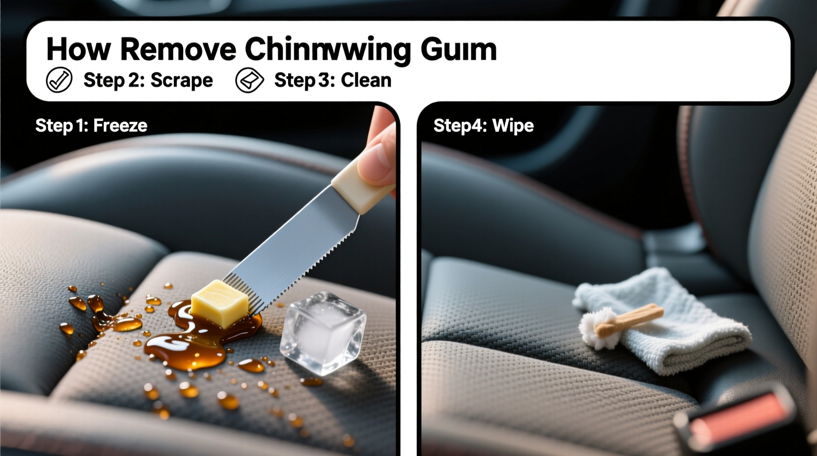 how to remove chewing gum from car upholstery without leaving a sticky residue