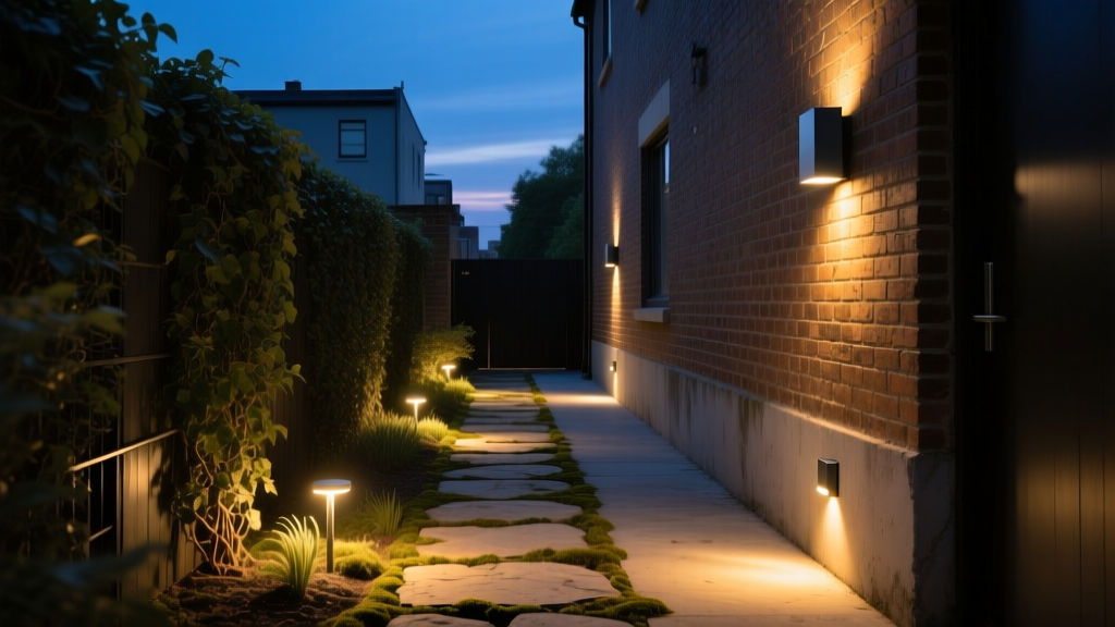 Lighting a 3ft Urban Side Yard Safely & Stylishly
