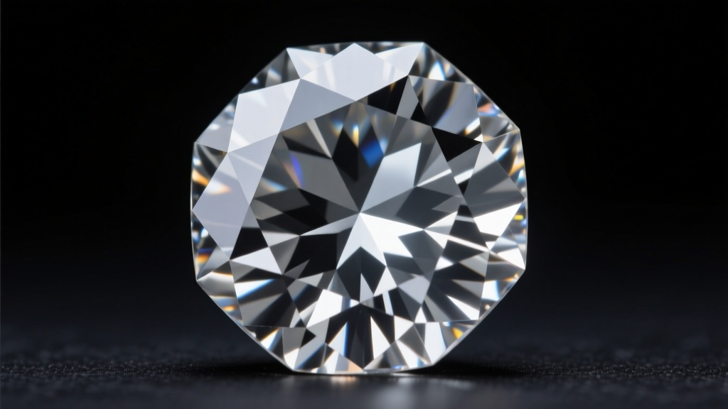 Macro photography of an Old European Cut diamond showing a large open culet and chunky facet pattern against a dark background.