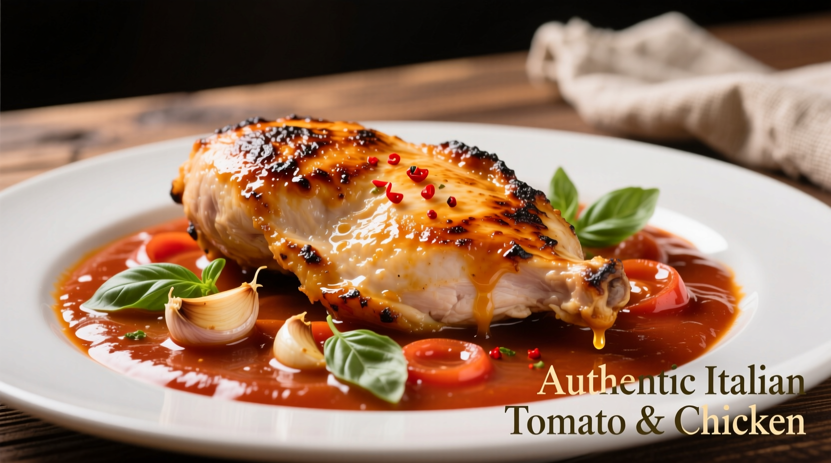 Perfectly seared chicken in rich tomato sauce
