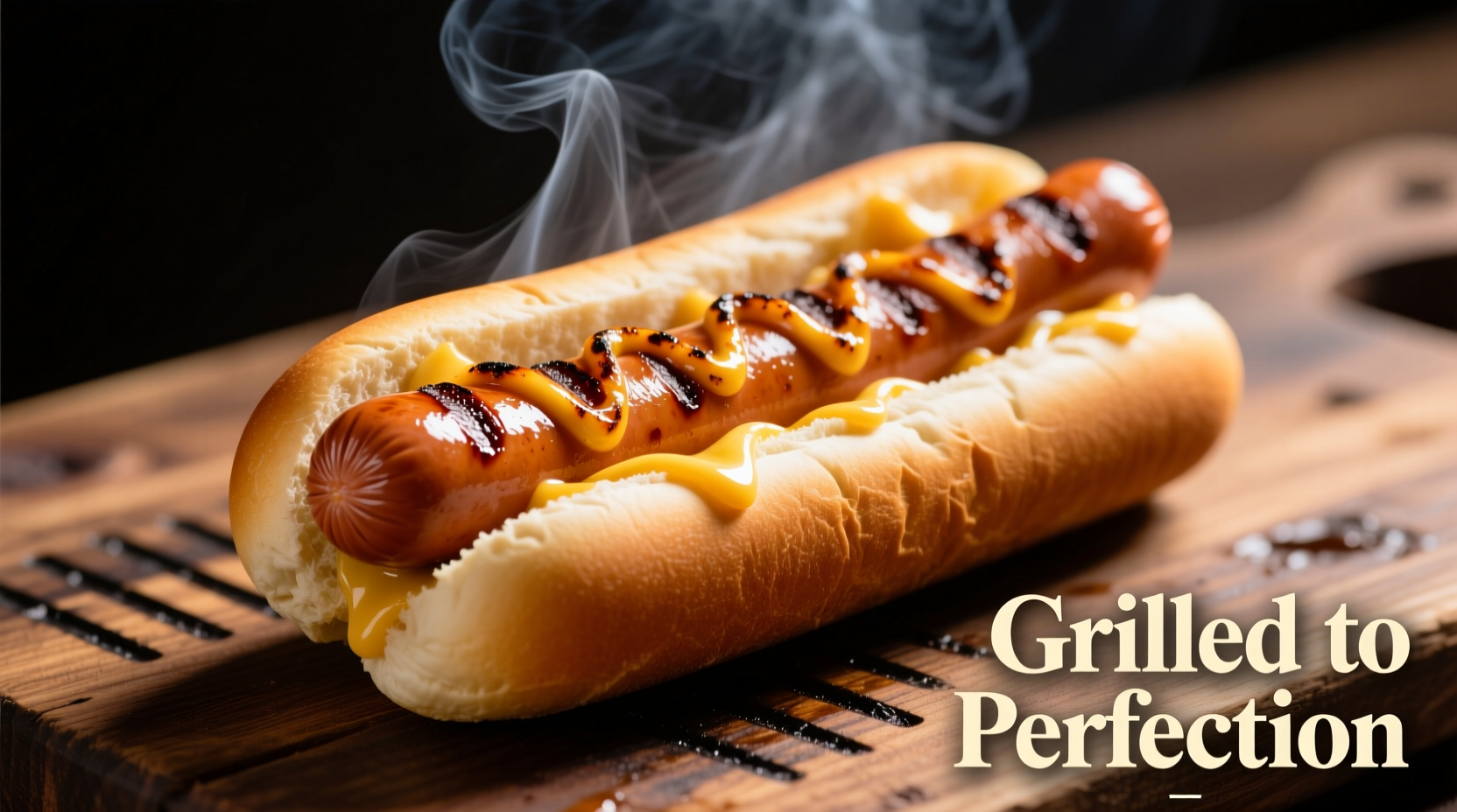 Perfectly grilled hot dogs with char marks on bun