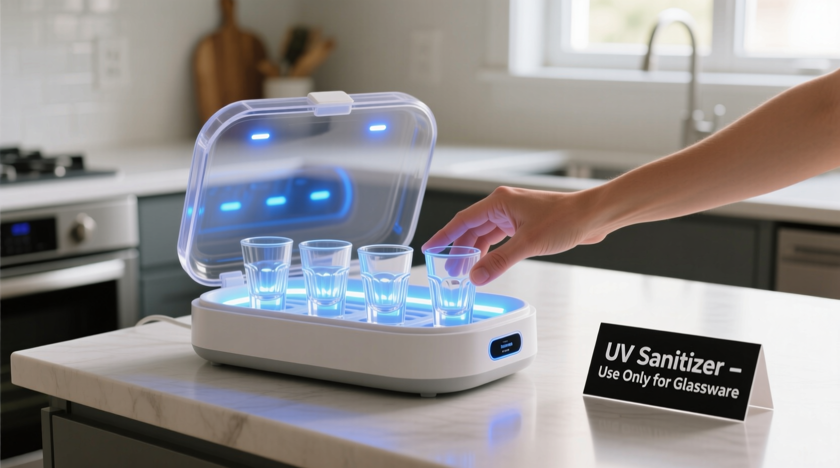 how to use a UV sanitizer for shot glasses at home