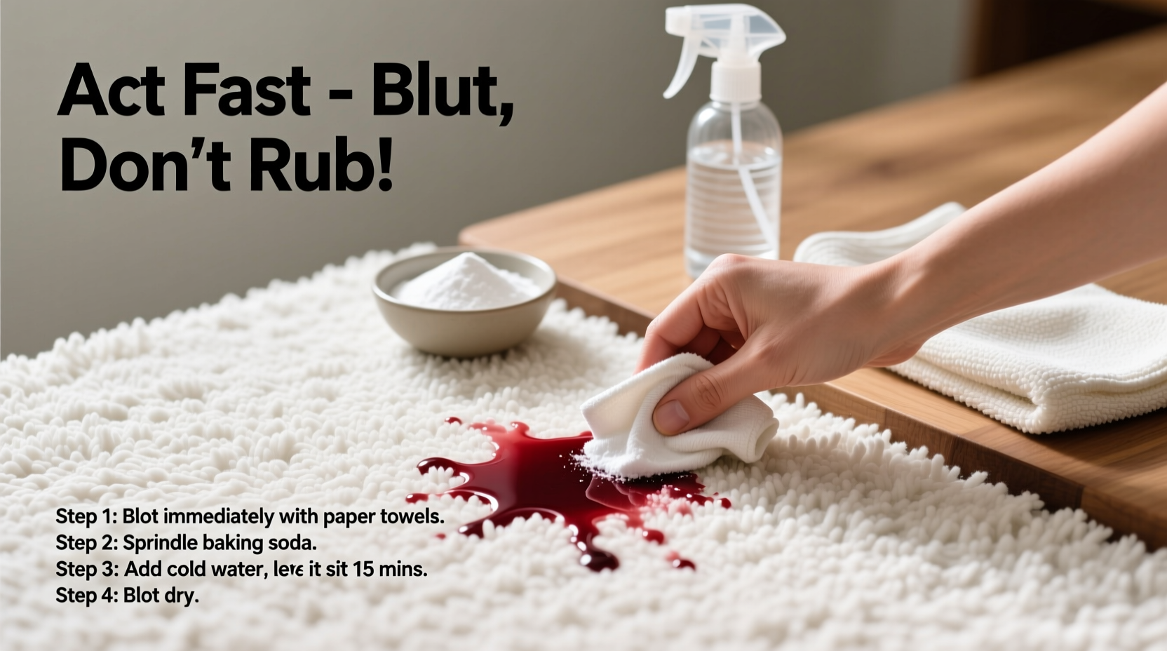 how to remove red wine stains from white carpet before it sets