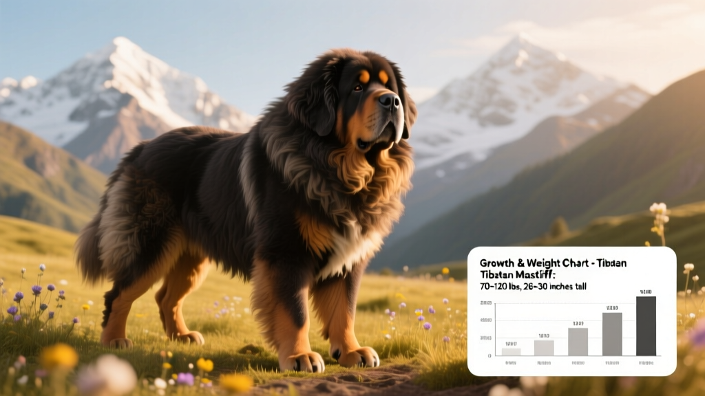 Adult Tibetan Mastiff standing proudly outdoors, showcasing its massive build and thick double coat