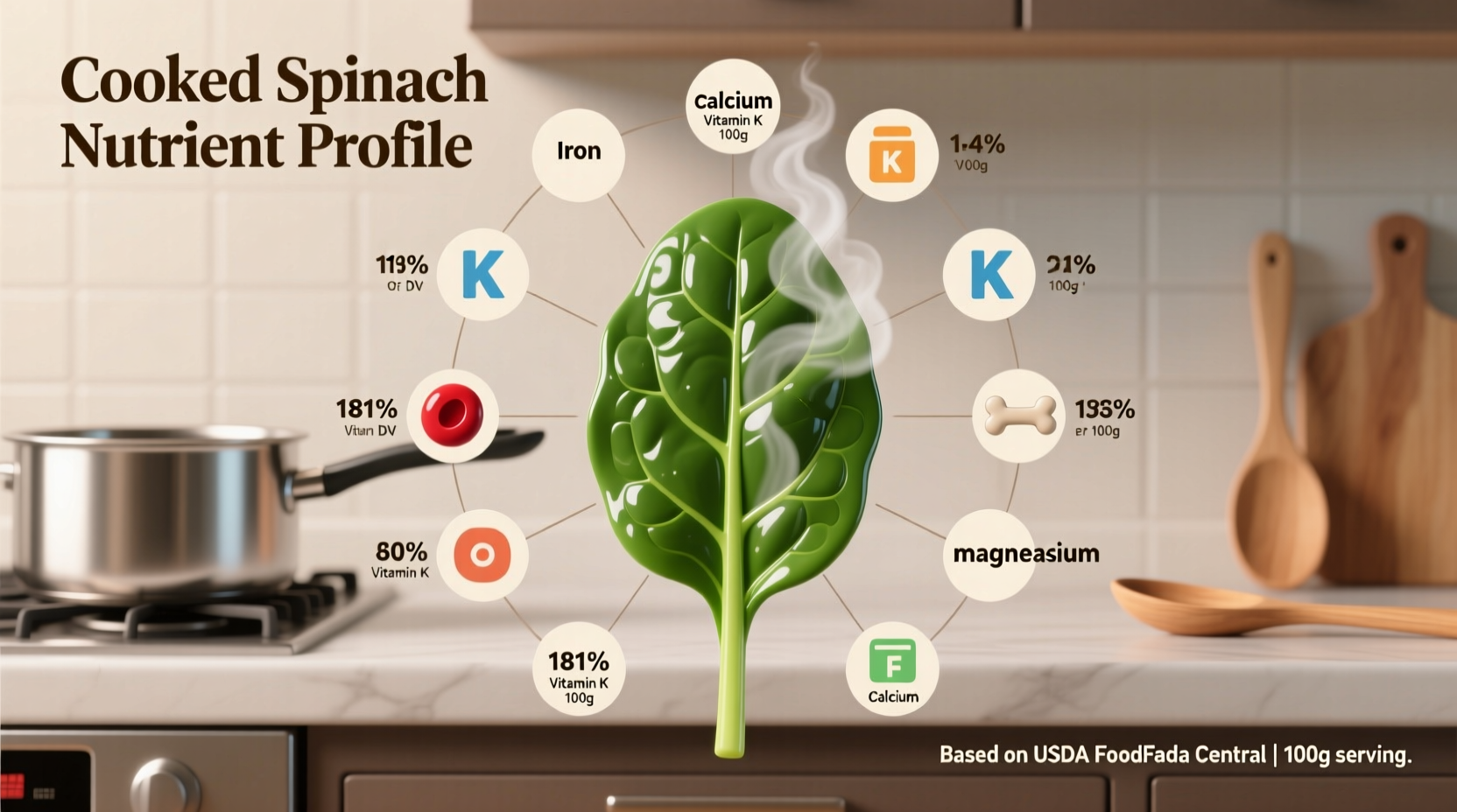 nutrient profile of cooked spinach explained