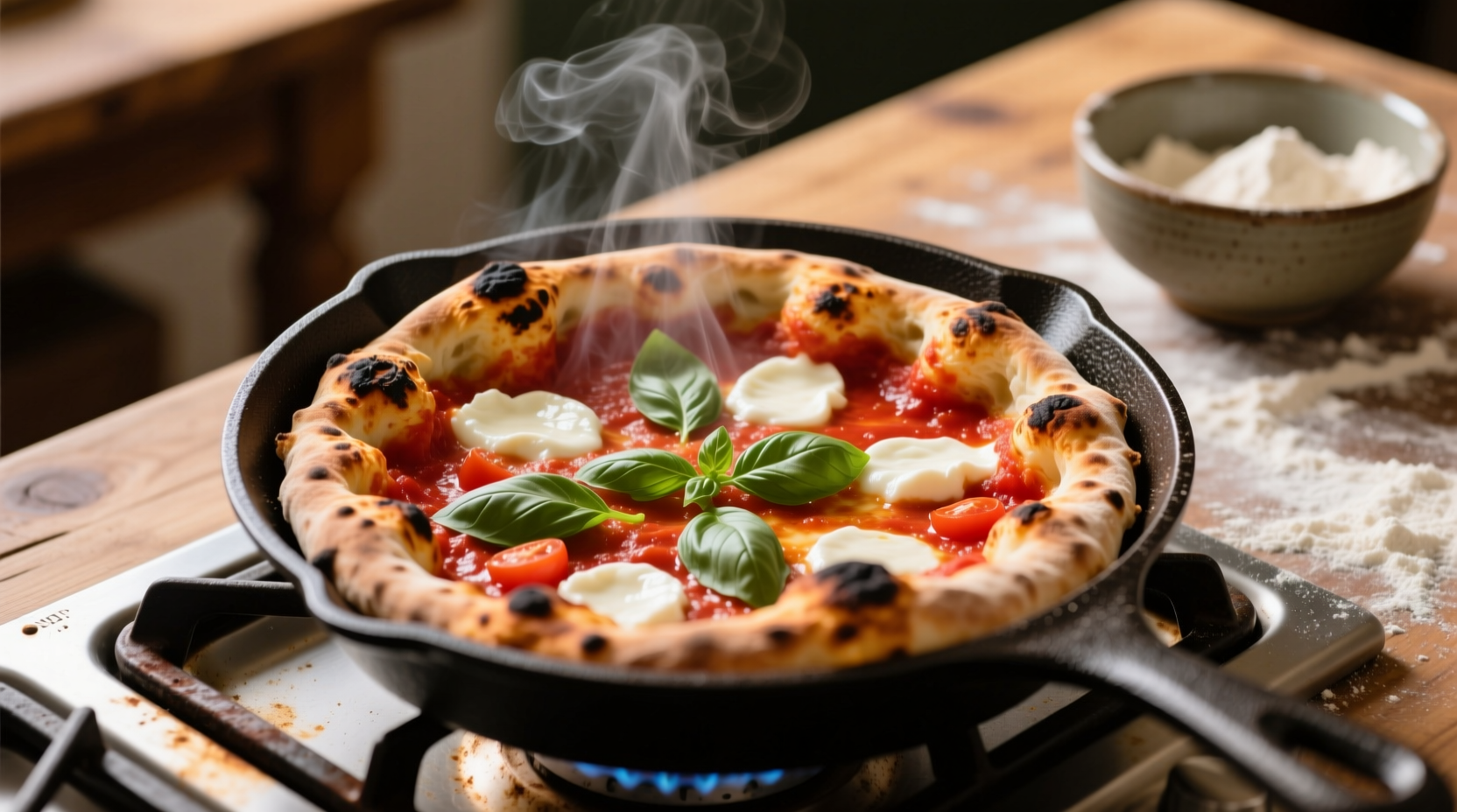 skillet neapolitan pizza no kneading or oven recipe