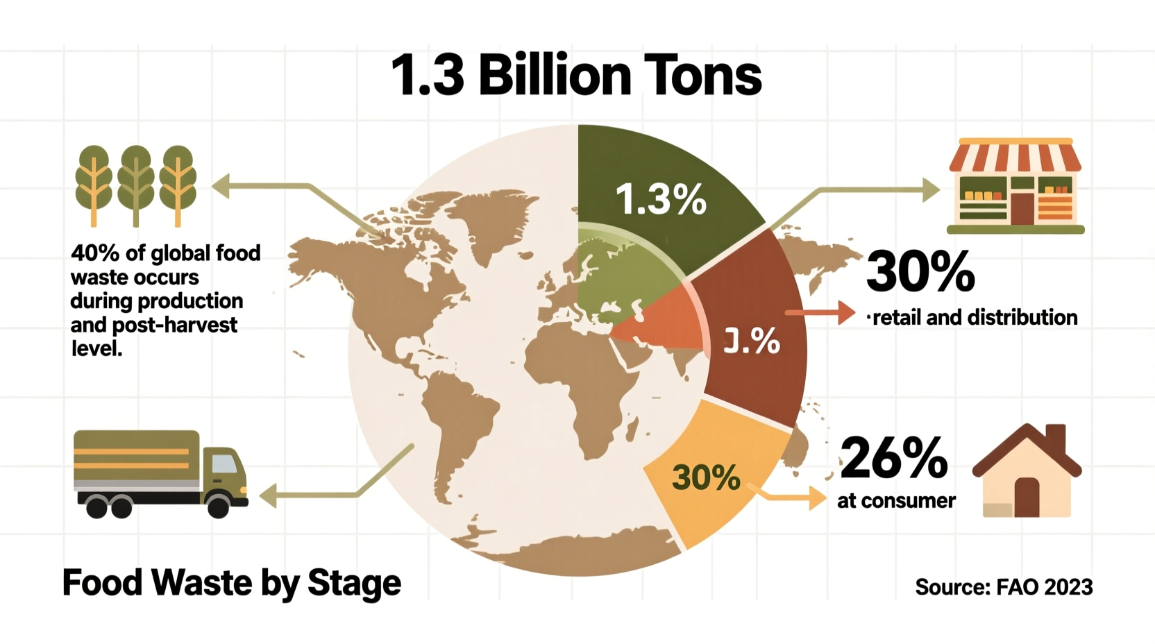Global food waste statistics visualization