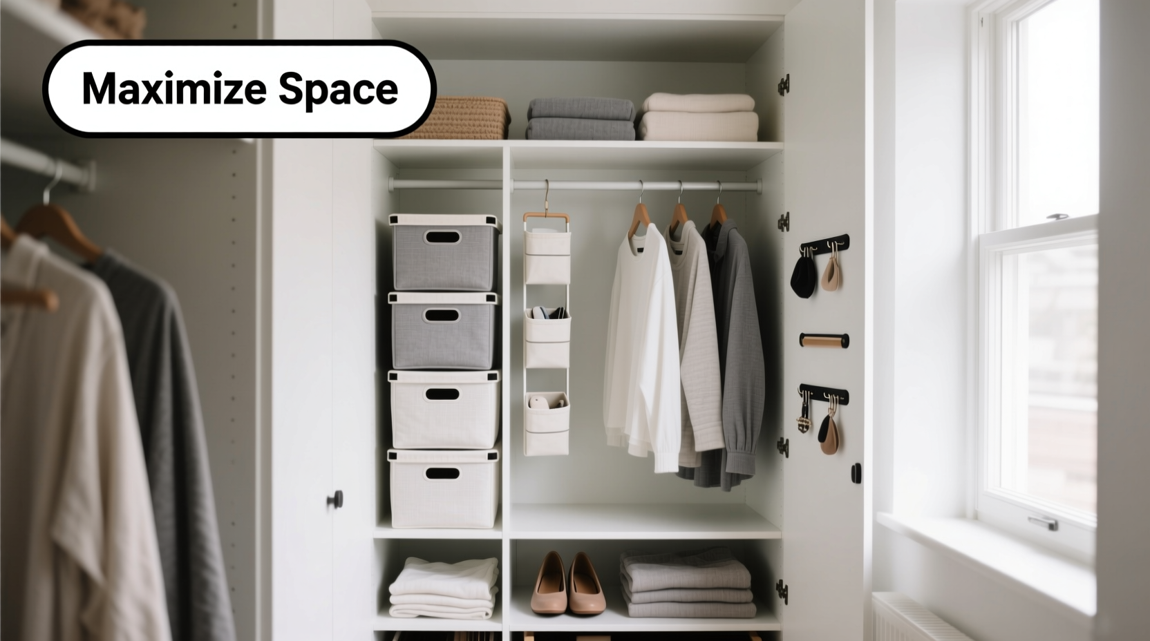 how to organize a tiny closet with zero built in shelves