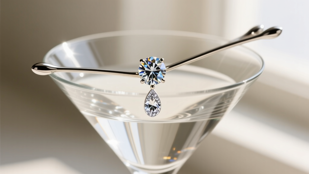Close-up of a six-prong martini setting on a diamond drop earring, revealing the gallery wire thickness and rounded prong tips