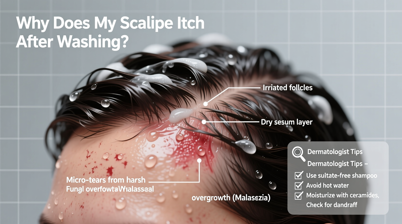 why does my scalp itch after washing hair and dermatologist tips