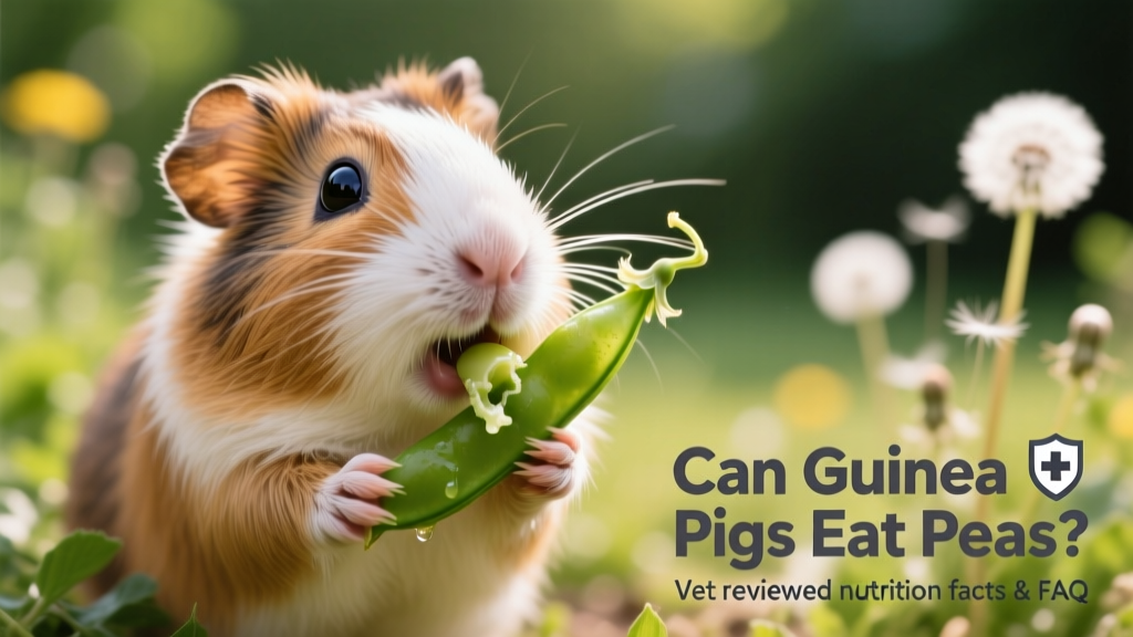 A guinea pig gently holding a sugar snap pea in its paws, mid-bite