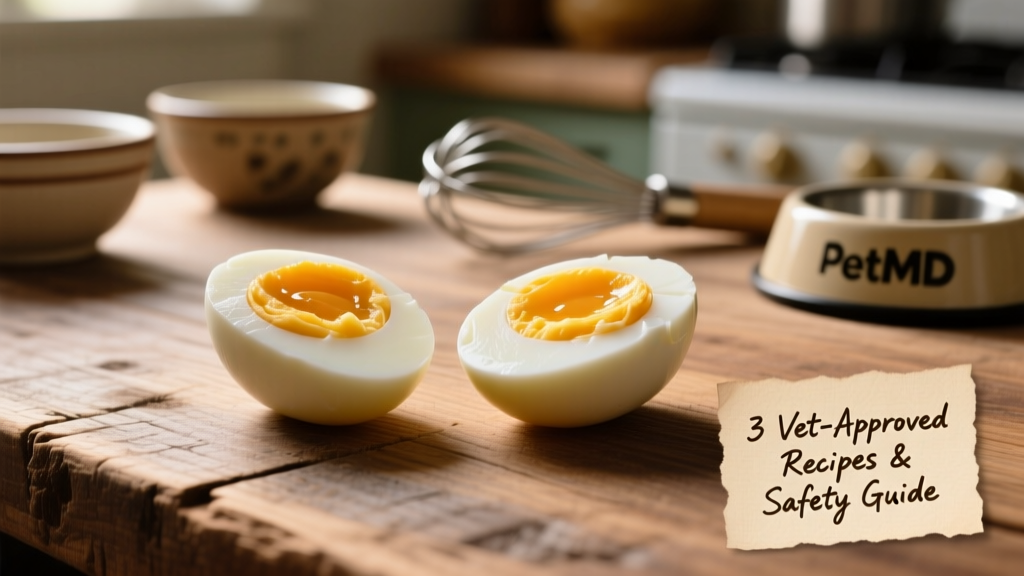Two peeled hard-boiled eggs sliced in half on a clean wooden surface