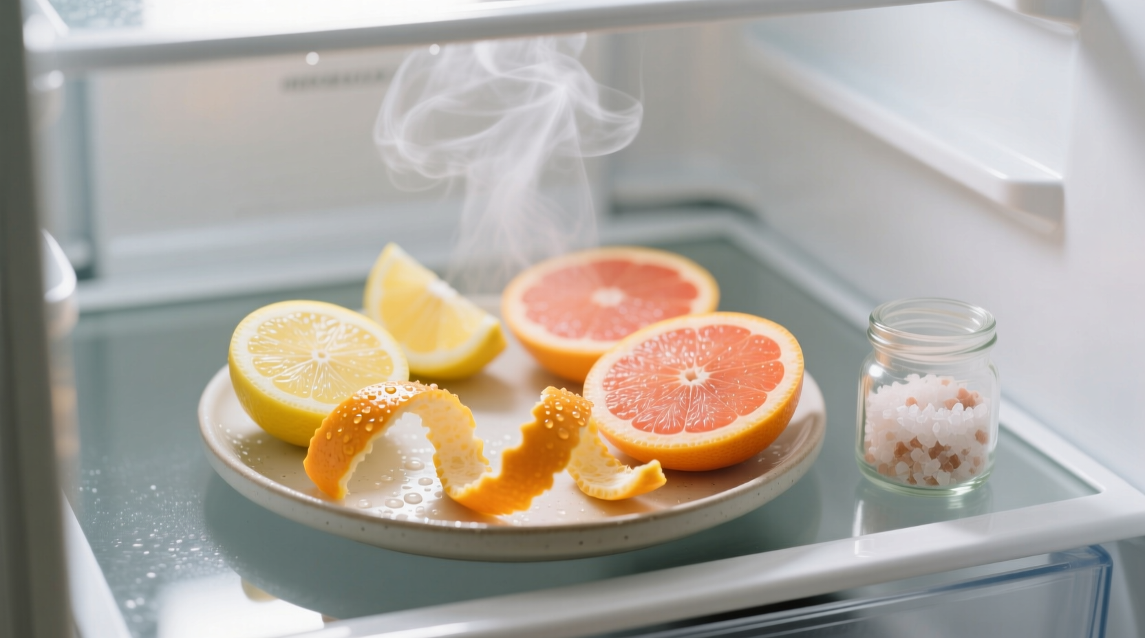 freshen your fridge with citrus peels and salt