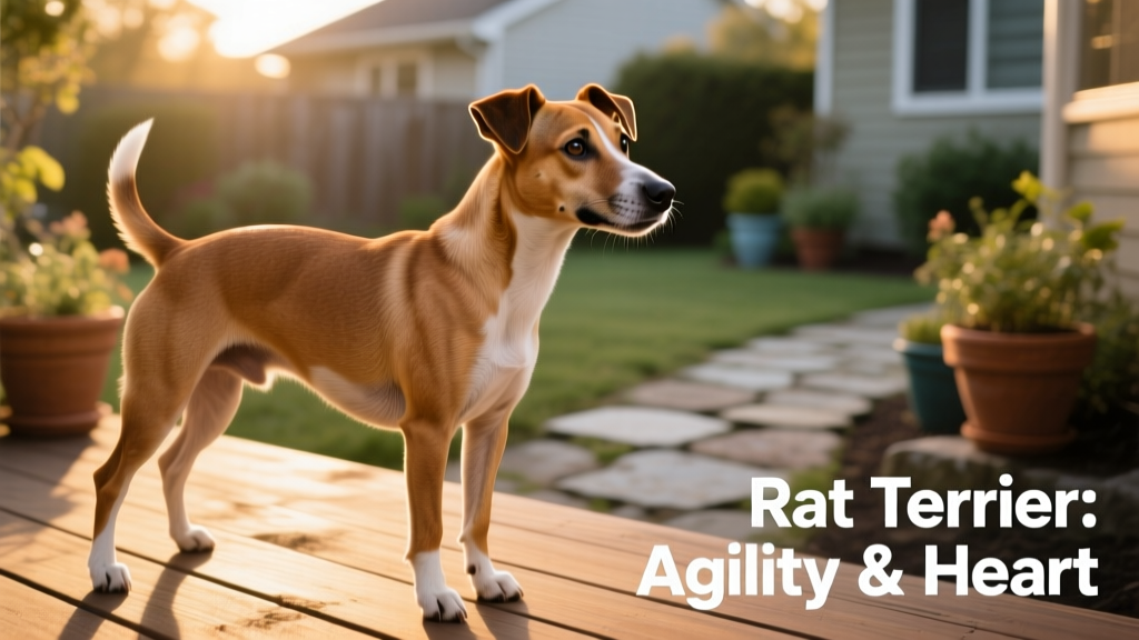 Standing side profile of a rat terrier showing its compact, athletic build and alert expression