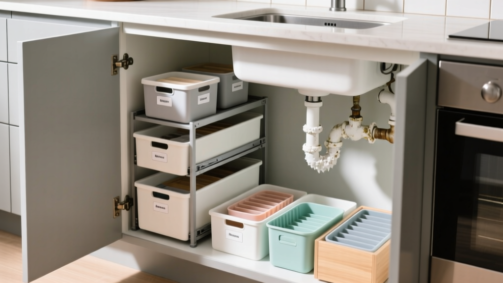 Under-Sink Cabinet Organization for Homes with Well Water...