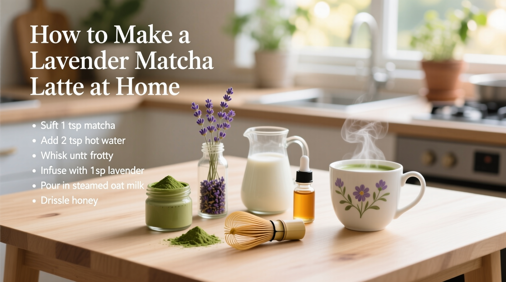 5-Minute Lavender Matcha Latte | TheHomeSprouts