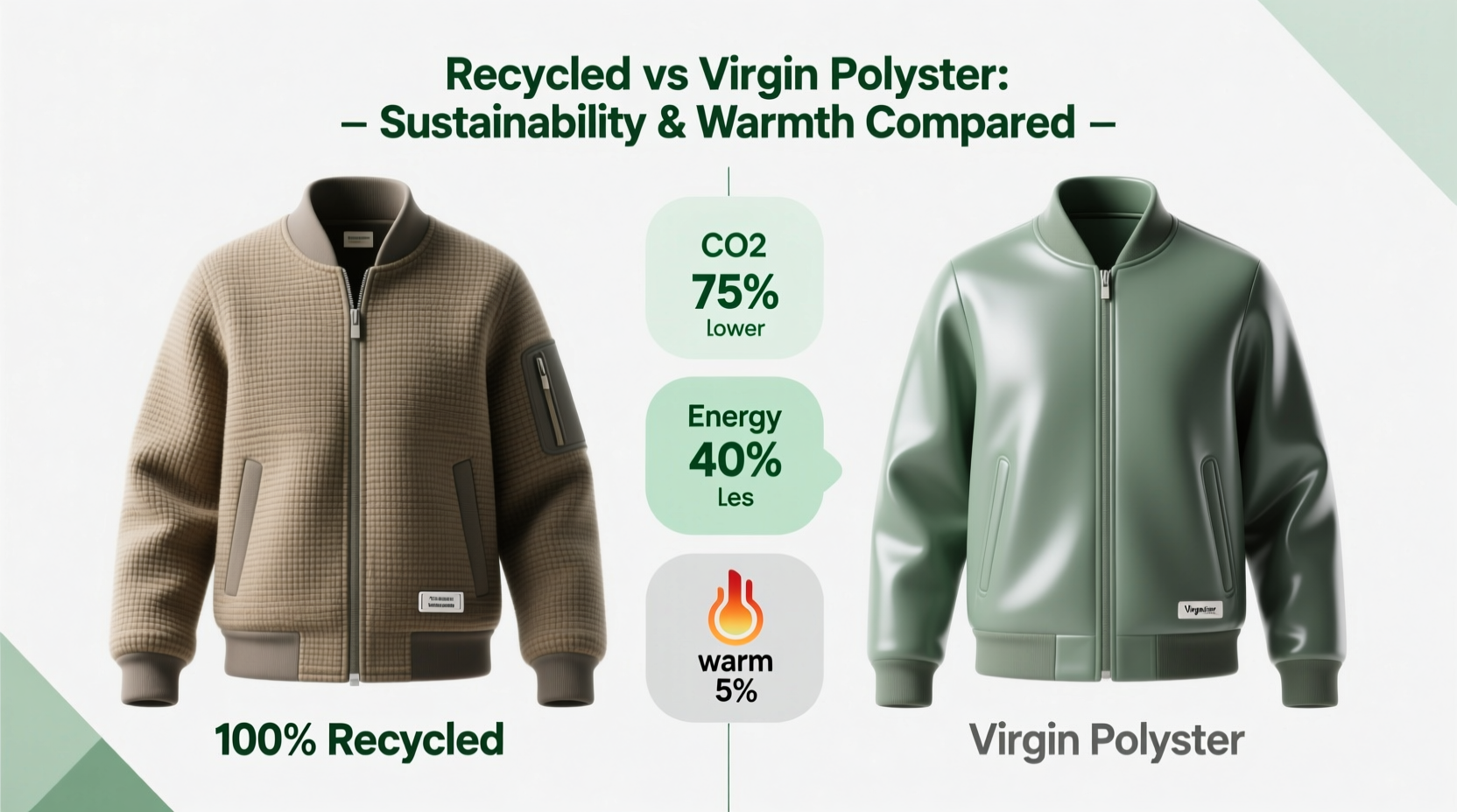 recycled polyester jacket vs virgin polyester sustainability and warmth compared