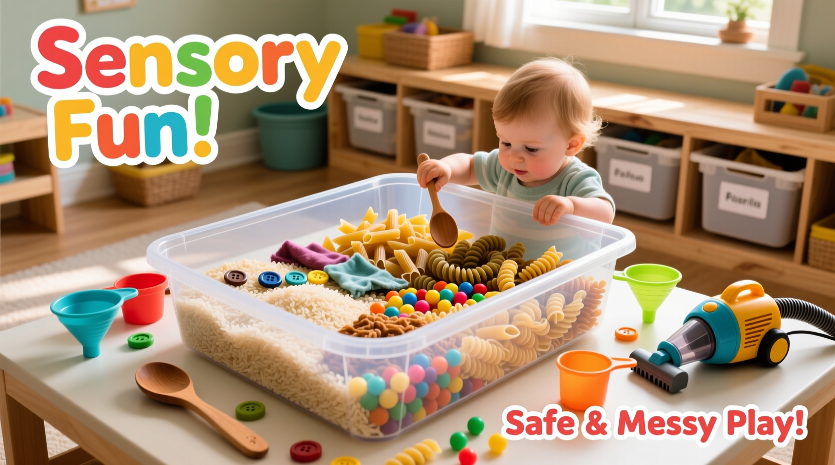 how to create a sensory bin for toddlers using household items