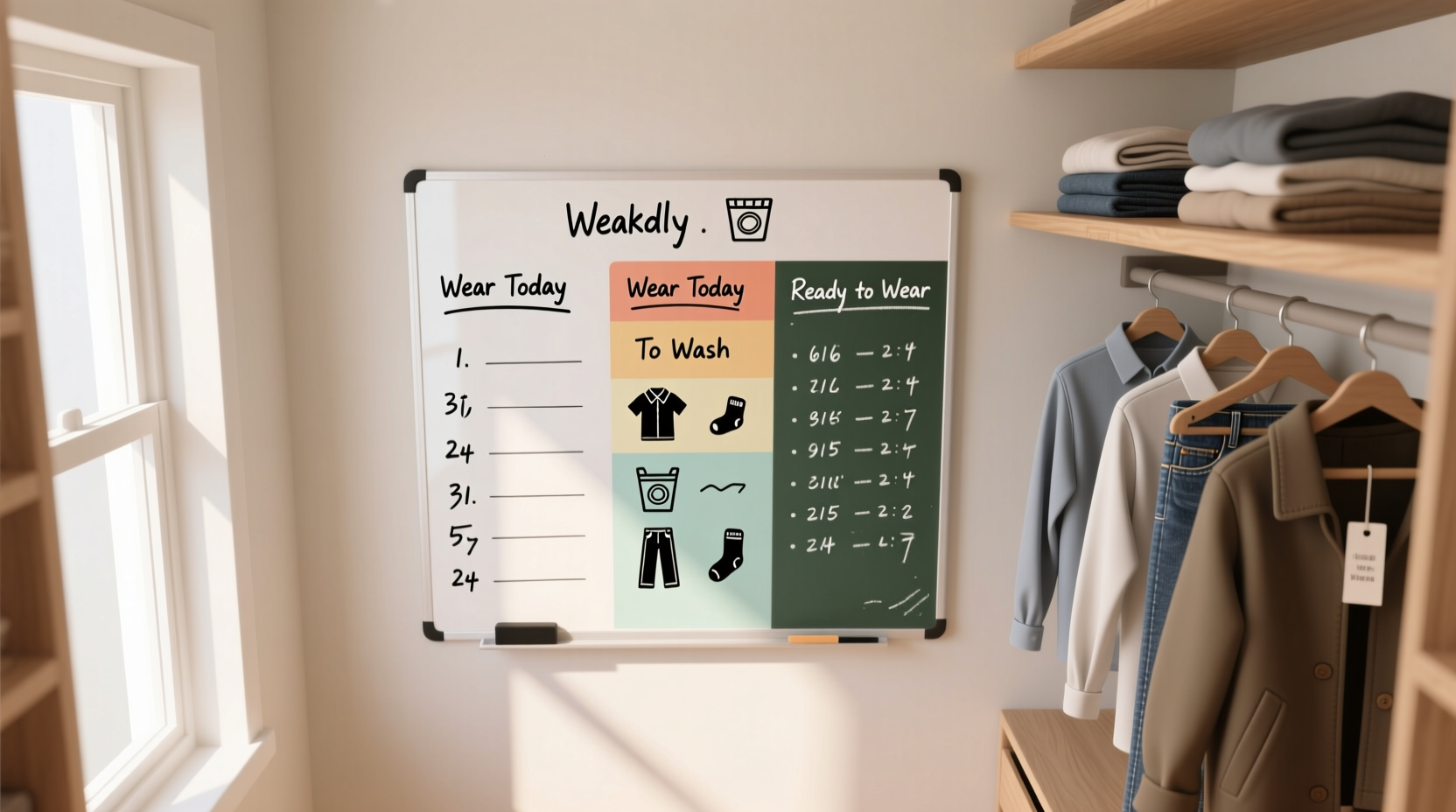 closet whiteboard worth it outfit laundry tracking