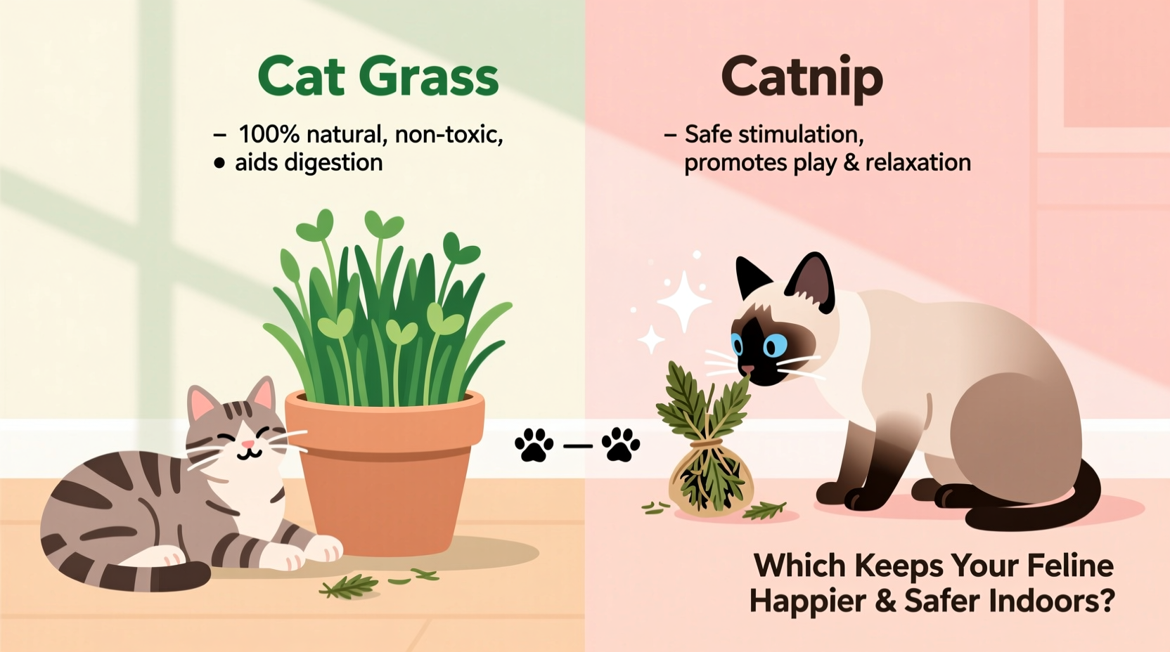 cat grass vs catnip which keeps your feline happier and safer indoors