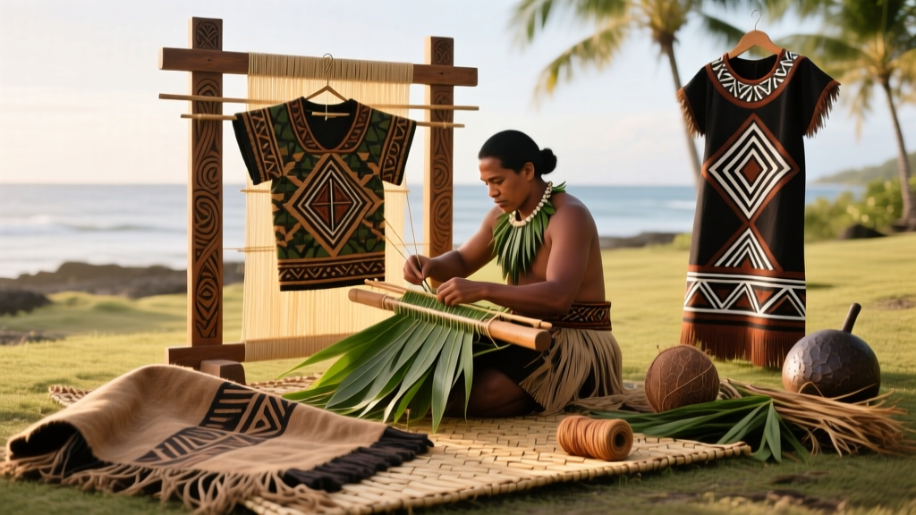Tahitian Himene Vestments And Ti Leaf Fiber Weaving Methods