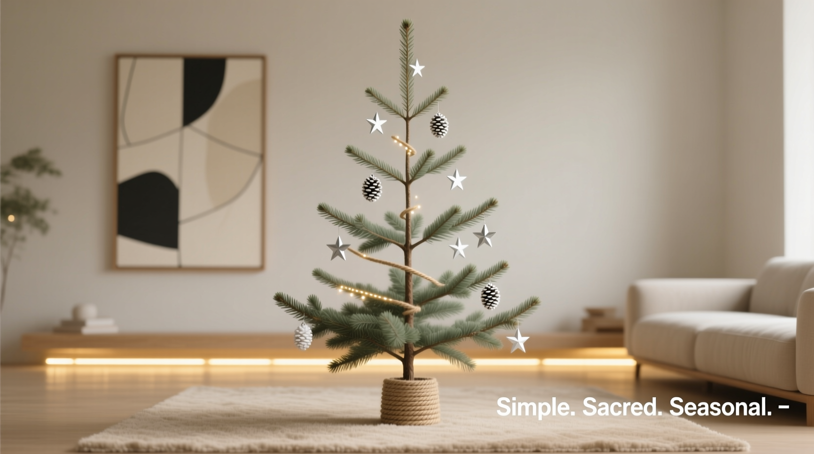 how to create a minimalist christmas tree that still feels festive and inviting