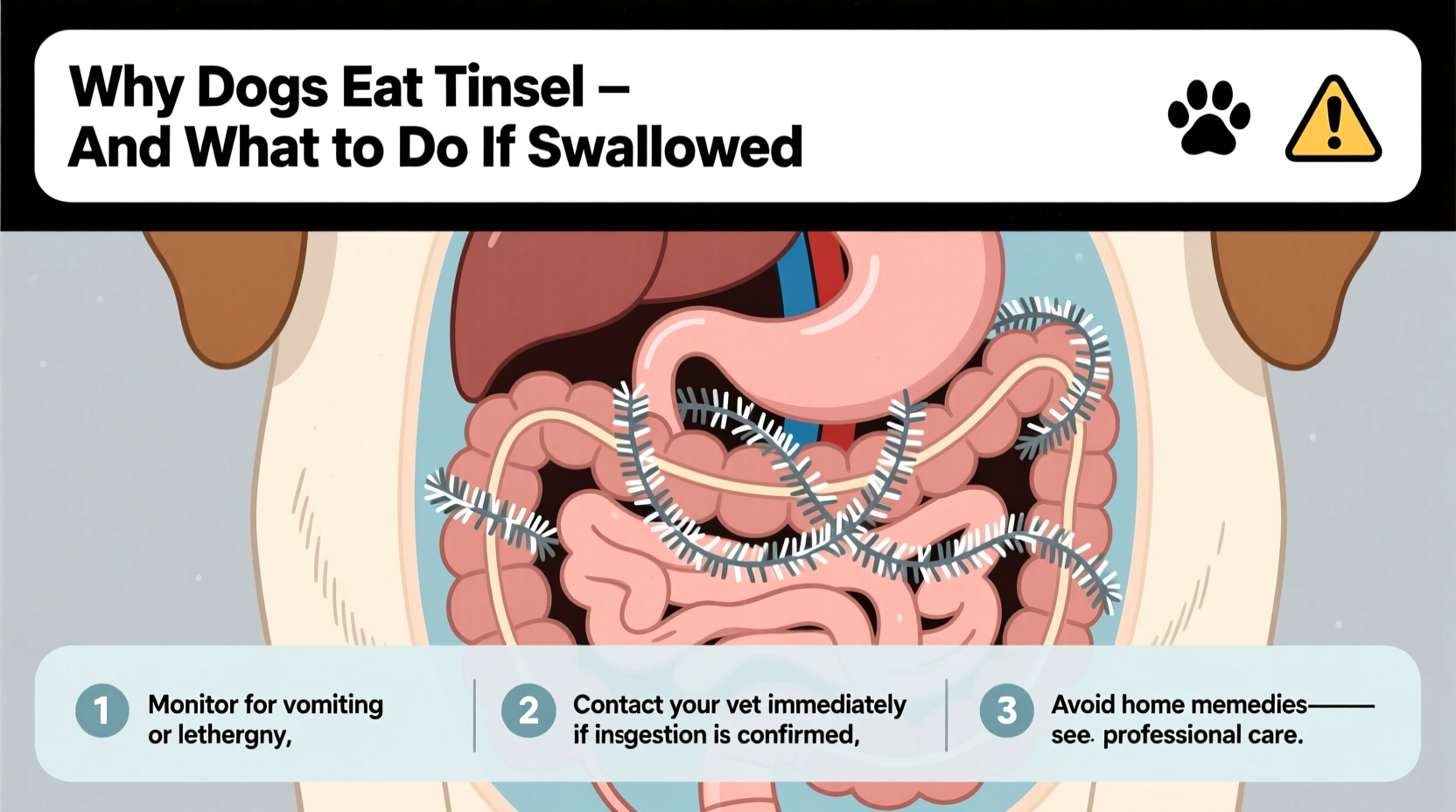 why does my dog eat christmas tinsel and what to do if he swallows it