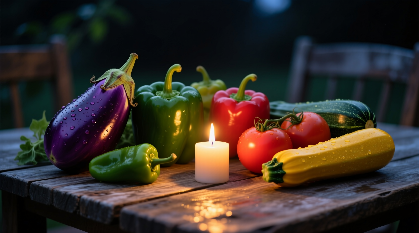 Colorful array of nightshade vegetables on wooden table