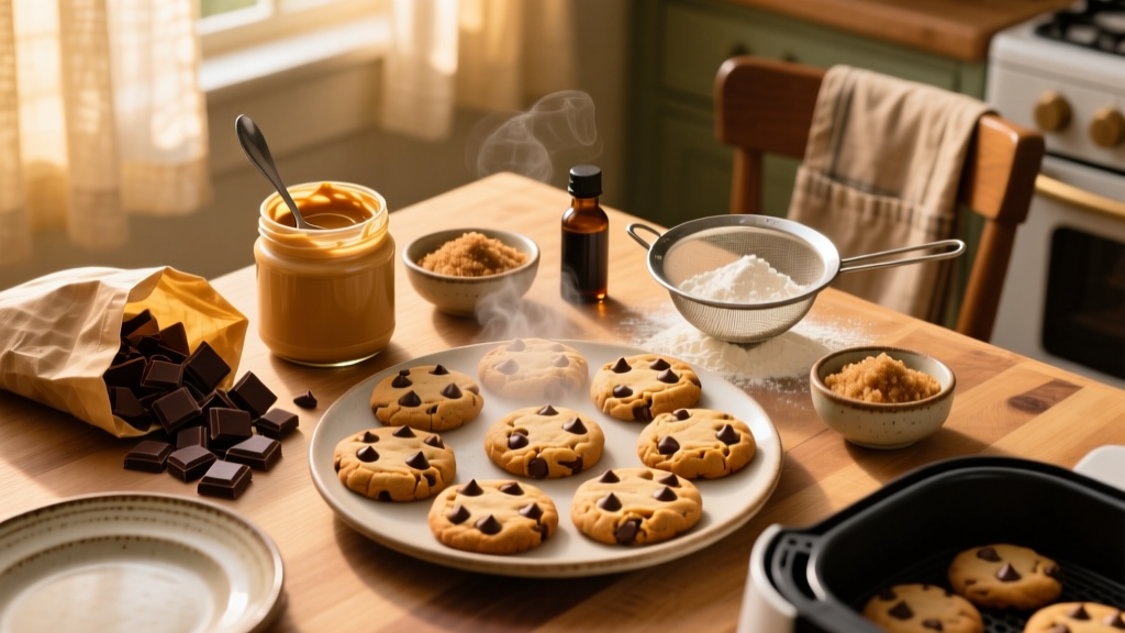 Air Fry Peanut Butter Chocolate Chip Cookies