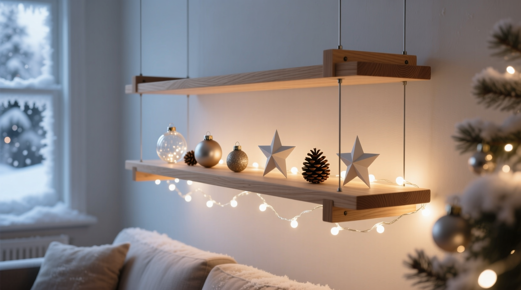 how to build a floating christmas shelf for displaying tiny decorations