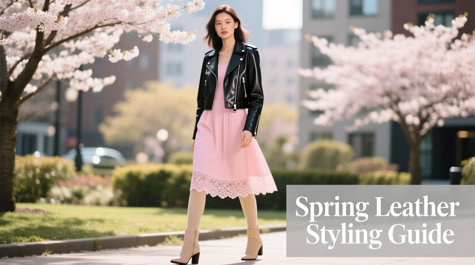 how to style a leather jacket for spring with dresses and lighter layers