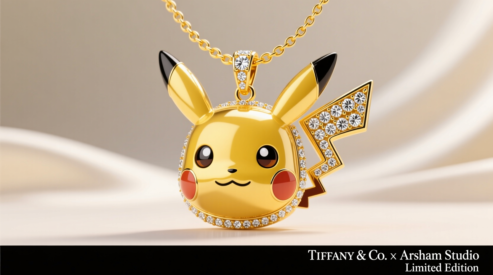 tiffany arsham studio pokemon small pikachu pendant in yellow gold with diamonds inside its nabuka poke ball packaging 2