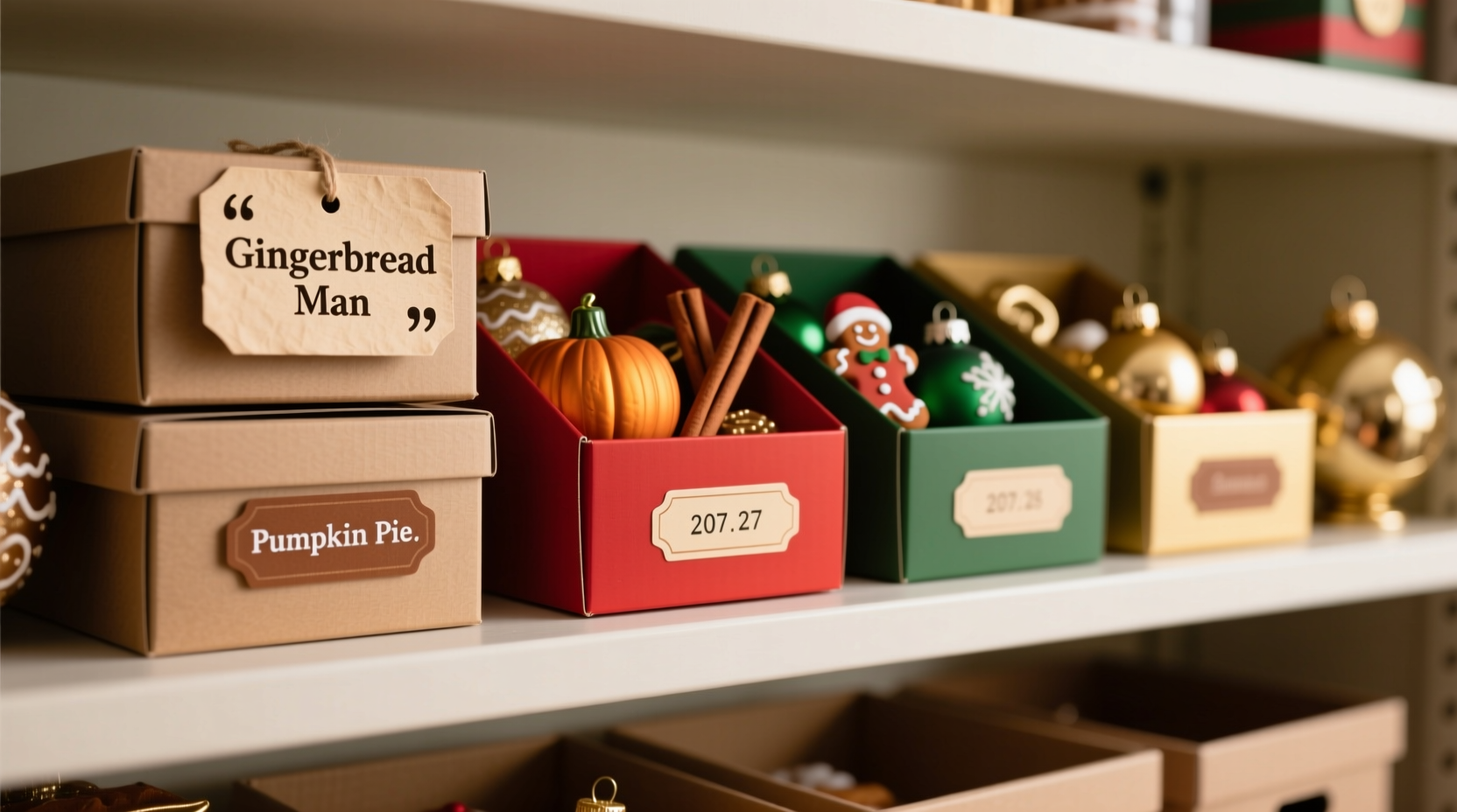 how to label ornament boxes by theme not year so you can find that gingerbread man fast