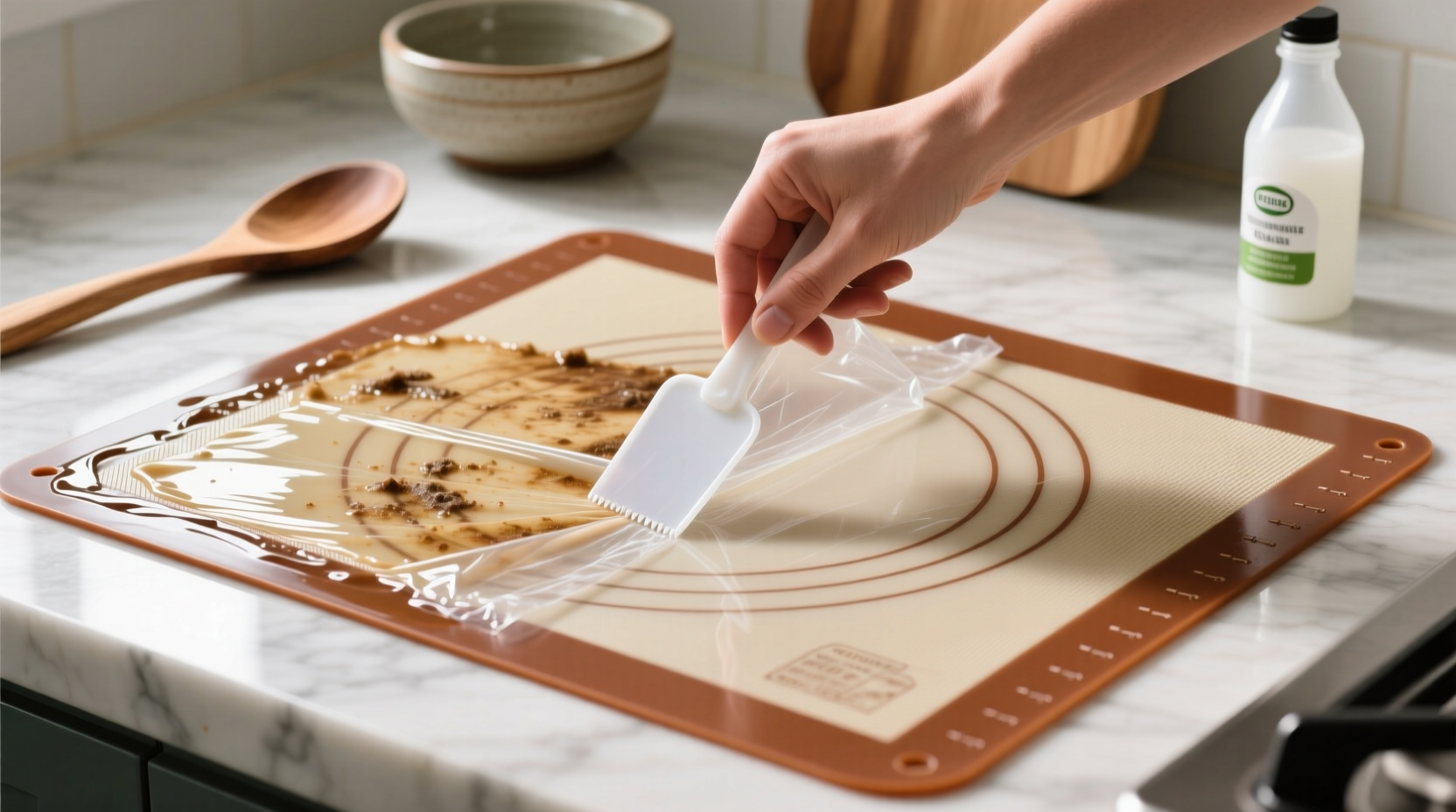 how to clean silicone baking mats without sticky film