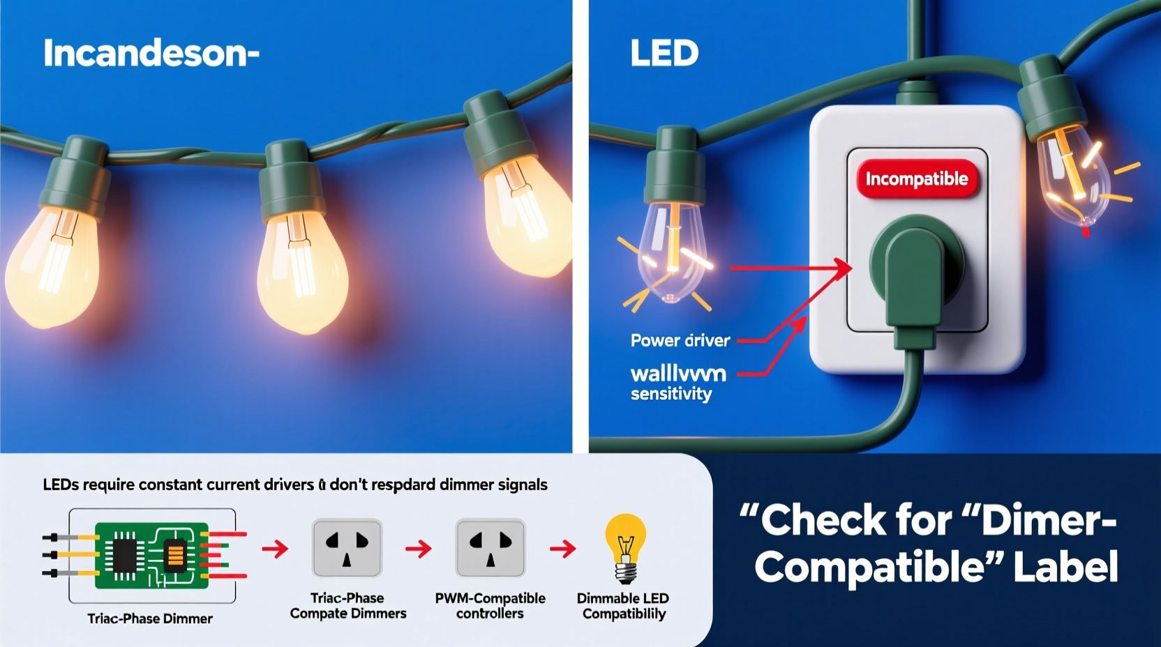 why are certain christmas lights not compatible with dimmer switches and how to fix it