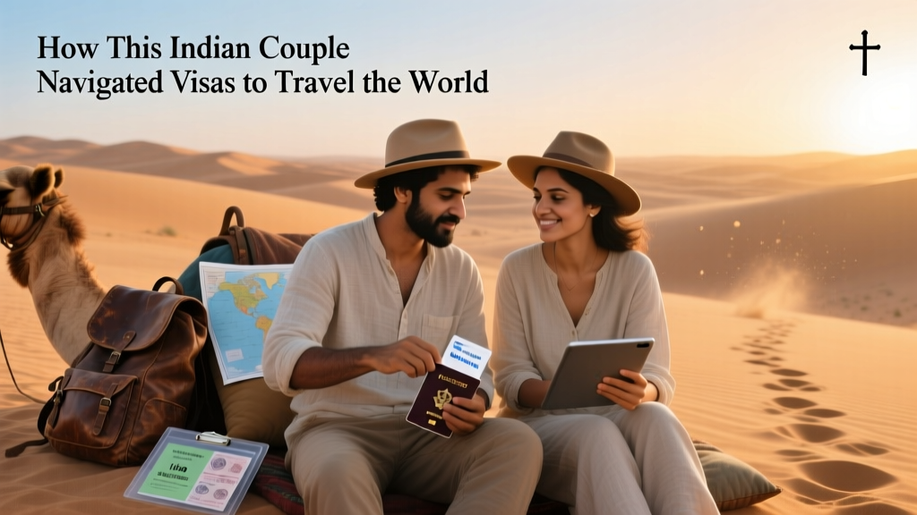 Vikram and Ishwinder from Empty Rusacks sitting on camels posing for a photo