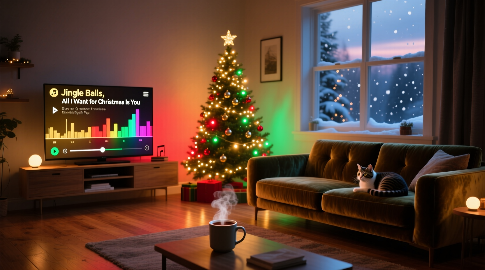 how to create a christmas playlist that syncs with smart light color changes
