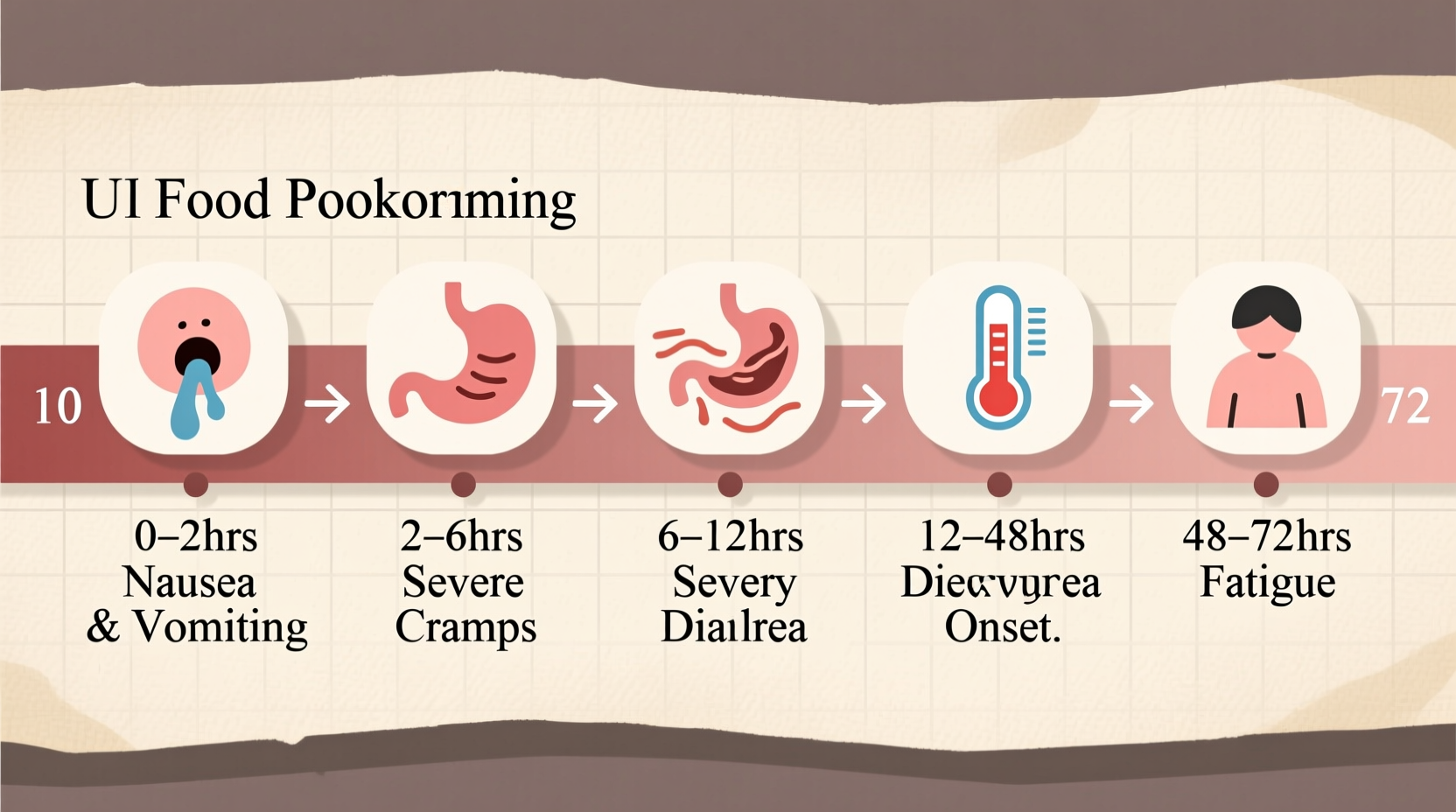 Food poisoning timeline showing symptom progression