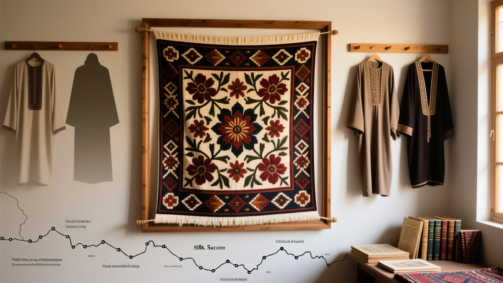Uzbek Suzani Embroidery Frame Tension And Floral Motif Grammar