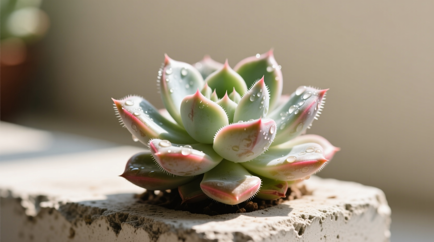 Desert succulent Echeveria 'Lola' in full sun at 90°F showing plump leaves when other types would scorch - proves sun tolerance varies by species not 'succulent' label