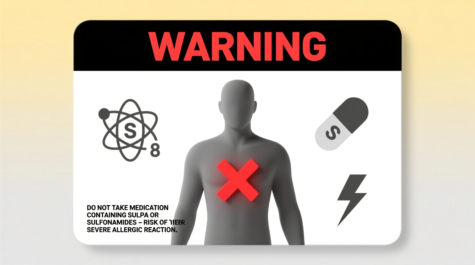 Sulfa allergy medication warning card example