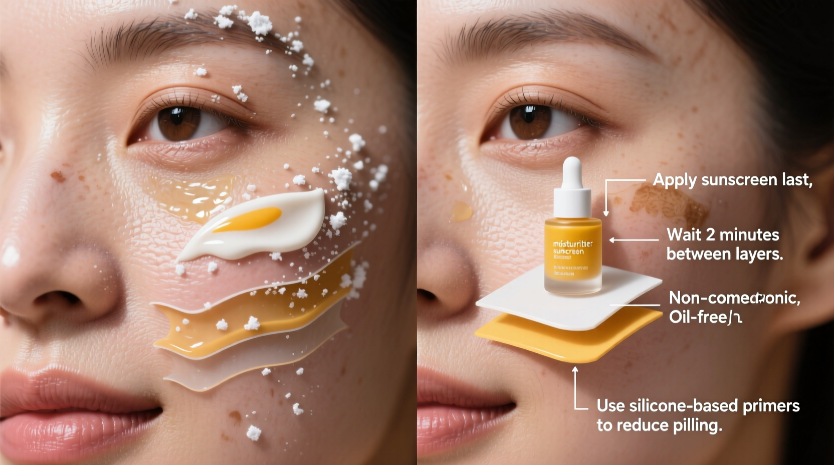 sunscreen pilling causes and how to layer skincare without ruining coverage