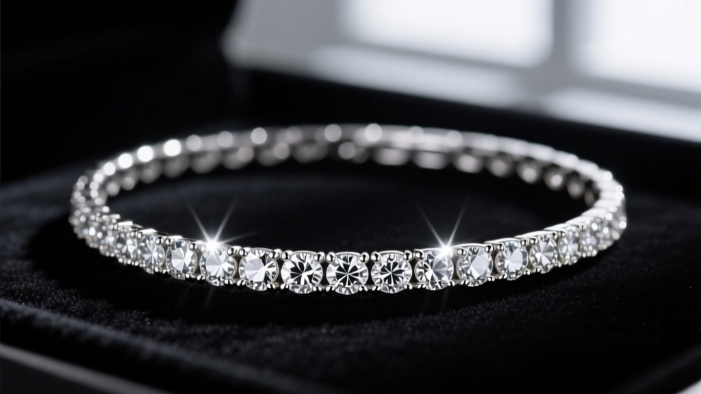 Macro shot of a platinum real diamond choker necklace on black velvet, showing intricate pavé settings and bright light return.