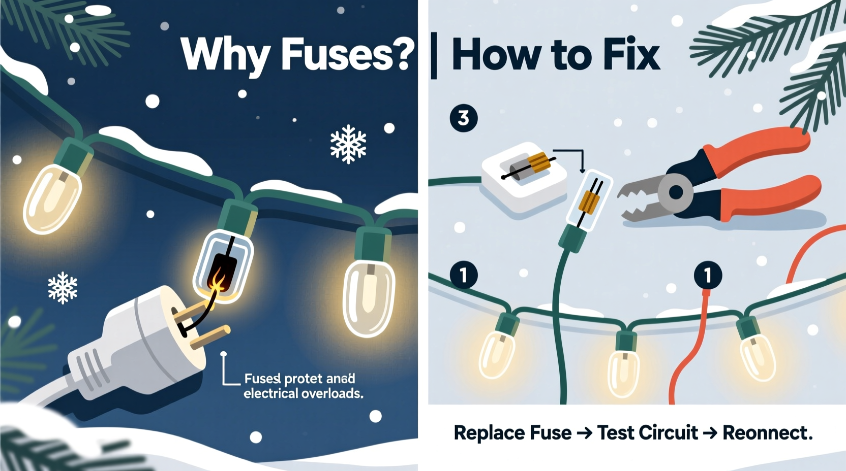 why do christmas lights have fuses and what to do when they blow